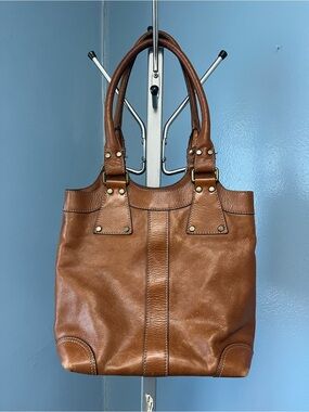 Sara Berman Cognac Leather Tote with Double Straps